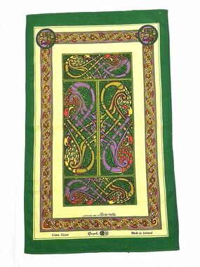 New Vintage Irish Linen Tea Towel Fingal Celtic From The Book Of Kells